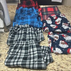 Festive Kids Pajama Bottoms - Plaid and Santa Patterns